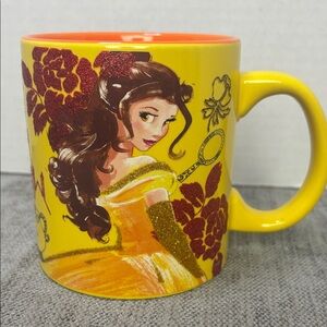 Disney Belle Yellow Red Orange 20oz Glittery Cup